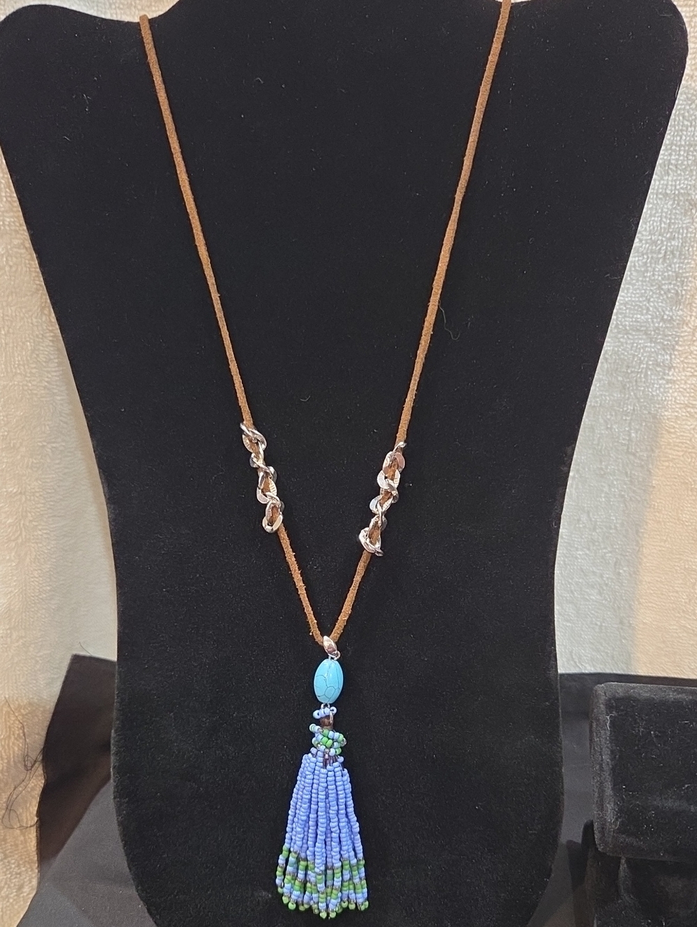 Jessica Simpson Boho Tassel Bead Necklace - Blue & Brown